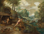 Brueghel, Jan, der Jüngere - Adam der im Feld arbeitet