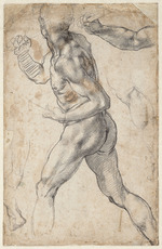Buonarroti, Michelangelo - Studie eines schreitenden männlichen Aktes