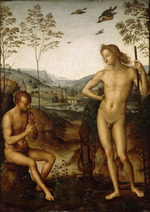 Perugino - Apollon und Marsyas (Apollon und Daphnis)