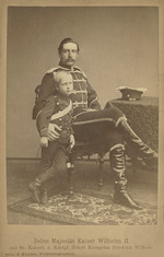 Fotoatelier Selle & Kuntze, Potsdam - Porträt von Wilhelm II. (1859-1941), Kaiser von Deutschland und König von Preußen mit Kronprinz Friedrich Wilhelm (1882-1951)