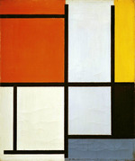 Mondrian, Piet - Komposition Nr. 3 mit Orangerot, Gelb, Schwarz und Grau
