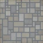 Mondrian, Piet - Komposition in hellen Farben mit grauen Linien (Rasterkomposition 7)