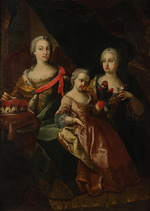 Unbekannter Künstler - Erzherzogin Maria Theresia mit ihren zwei Schwestern Maria Anna (1718-1744) und Maria Amalia (1724-1730)