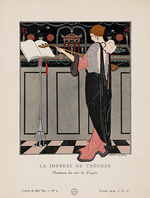 Barbier, George - La Joueuse de Théorbe, Manteau du soir de Paquin (La Gazette du Bon ton)