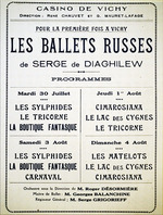 Historisches Objekt - Affiche des Ballets russes du 30 juillet au 4 août 1929 à l'Opéra de Vichy