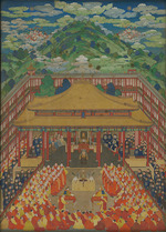 Unbekannter Künstler - Kaiser Qianlong empfängt im Putuo-Zongcheng-Tempel den Ubashi Khan aus dem Stamm der Torguten