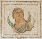 Klassische Antike Kunst - Die Mondgöttin Luna. Römisches Mosaik