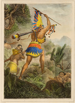 Debret, Jean-Baptiste - Das Signal des Rückzugs (Coroados). Aus Voyage pittoresque et historique au Brésil