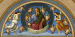 Perugino - Die Himmelfahrt Christi. Detail: Der Ewige Vater zwischen zwei Engeln