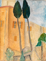 Modigliani, Amedeo - Zypressen und Häuser in Cagnes