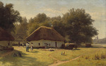 Orlowski, Wladimir Donatowitsch - Landschaft mit Bauern vor einem Bauernhaus am Waldrand