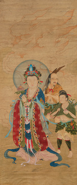 Chinesischer Meister - Guanyin mit zwei Begleitfiguren