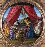 Botticelli, Sandro - Madonna mit Kind und drei Engeln (Madonna del Padiglione)