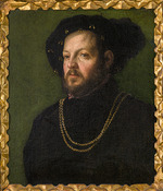 Girolamo da Carpi (Girolamo Sellari) - Bildnis einers Herren mit schwarzem Barett