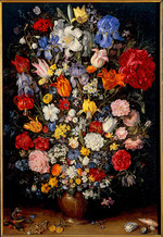 Brueghel, Jan, der Jüngere - Blumenstrauss mit Juwelen, Münzen und Muscheln