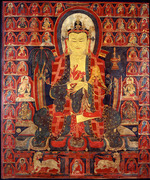 Tibetische Kultur - Maitreya mit der fünfunddreißig Buddhas der Sündenvergebung und der Meister der Kagyüpa-Schule