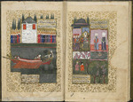 Türkischer Master - Der neue Kiosk und die Caique, erbaut von Osman II., aus Sehname-i Nadiri (Bibliothek des Topkapi-Palastmuseums, H. 1124)