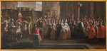 Spolverini (Mercanti), Ilario Giacinto - Der Bischof und der Klerus von Parma huldigen Elisabetta Farnese vor der Kathedrale
