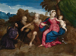 Bordone, Paris - Madonna und Kind mit Heiligen Hieronymus und Antonius dem Großen und Stifter