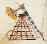 Unbekannter Künstler - Mongolenkatapult (Trebuchet), aus dem Kitab fi ma'rifat al-hiyal al-handasiyya (Buch des Wissens über geniale mechanische Gerä