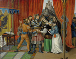 Unbekannter Künstler - Rudolf I. von Habsburg (1273-1291) vermählt den Sohn Rudolf II. mit Agnes von Böhmen, der Tochter des Ottokar II. Premysl