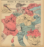 Frison, Gustave - Influence de L'Influenza sur L'Europe. (Einfluss der Influenza auf Europa). Aus Le Troupier, 2. Januar 1890