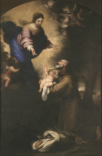 Murillo, Bartolomé Estebàn - Der Heilige Felix von Cantalice mit dem Jesuskind vor der Madonna