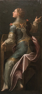 Mazzola Bedoli, Girolamo - Junges Mädchen, Cembalo spielend