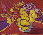 Valtat, Louis - Gelbe Blumen, rote Drapierung (Fleurs jaunes, draperie rouge)