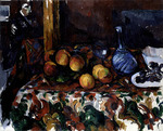 Cézanne, Paul - Pfirsiche, Karaffe und Person