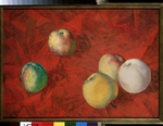 Petrov-Vodkin, Kuzma Sergeyevich - Apples on the red background