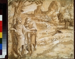 Ligorio, Pirro - Shepherd and piligrim in a landscape