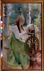 Makovsky, Konstantin Yegorovich - At the Spinning wheel