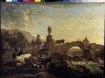 Berchem, Nicolaes (Claes) Pietersz, the Elder - Italian landscape with a Small Bridge
