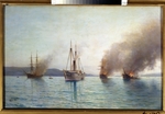 Lagorio, Lev Felixovich - Russian torpedo boat tender Grand Duke Konstantin destroying the Turkish ships at Bosphorus on 1877