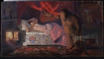Kustodiev, Boris Michaylovich - Domovoi Peeping at the Sleeping Merchant Wife