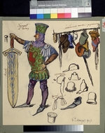 Lanceray (Lansere), Evgeny Evgenyevich - Costume design for the theatre play Fair at Indict of St Dyonysius by N. Yefreynov