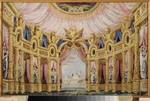 Russian master - Hall with a collonade. Stage design for a theatre play