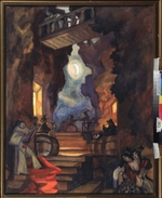 Sudeykin, Sergei Yurievich - Stage design for the mime show Colombina's Scarf by A. Schnitzler
