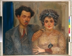 Grigoriev, Boris Dmitryevich - Portrait of the artist Nikiolai Remizov (1887-1975) with his wife