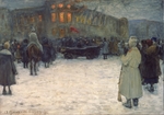 Vakhrameyev, Alexander Ivanovich - A Fire at the Lithuanian Castle. February revolution 1917. St. Petersburg