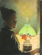 Popov, Lukian Vasilyevich - A woman with green Lamp