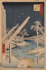 Hiroshige, Utagawa - Lumberyards at Fukagawa (One Hundred Famous Views of Edo)
