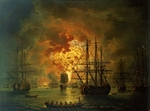 Hackert, Jacob Philipp - The Destruction of the Turkish Fleet at the Bay of Chesma