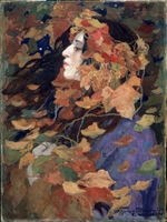Goryshkin-Sorokopudov, Ivan Silych - Falling Leaves (Portrait of V. Issinskaya)