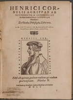 German master - Title page of edition of De occulta philosophia by Heinrich Cornelius Agrippa