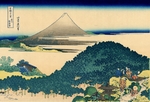 Hokusai, Katsushika - The Blue Mountain and Circle of Pine Trees (from a Series 36 Views of Mount Fuji)