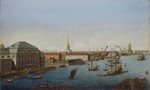 Makhaev, Mikhail Ivanovich - View of the Neva Downstream between the Winter Palace and the Academy of Sciences (Left part)