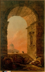 Robert, Hubert - Landscape with an Arch and the St. Peter's Basilica in Rome