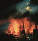 Aivazovsky, Ivan Konstantinovich - The naval Battle of Chesma on the night 26 July 1770